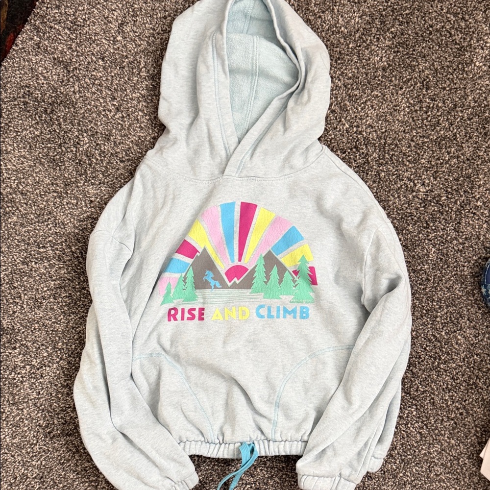 Lands' End Kids Hoodie - Light Blue with Colorful Graphic